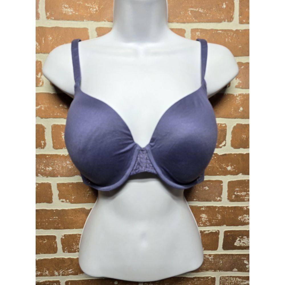 Victoria Secret Lined 34 DD Blue Lace Bra Underwired Lightly Padded Country Blue